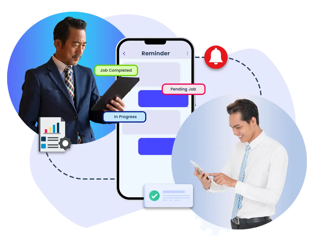 Illustration of Caction’s CRM and asset management analytics dashboard, displaying an asset portfolio overview with warranty insights. The screen shows charts of expired warranties by category—lifts, machines, and air conditioners—and upcoming warranty expirations within the next three months. Business users review these analytics to make proactive maintenance and renewal decisions. Caction’s integrated CRM and operations management platform enables teams to track asset lifecycle, warranty status, and customer relationships in one place, helping service and maintenance companies improve reliability, minimize downtime, and enhance decision-making through data-driven asset intelligence and real-time visibility.
