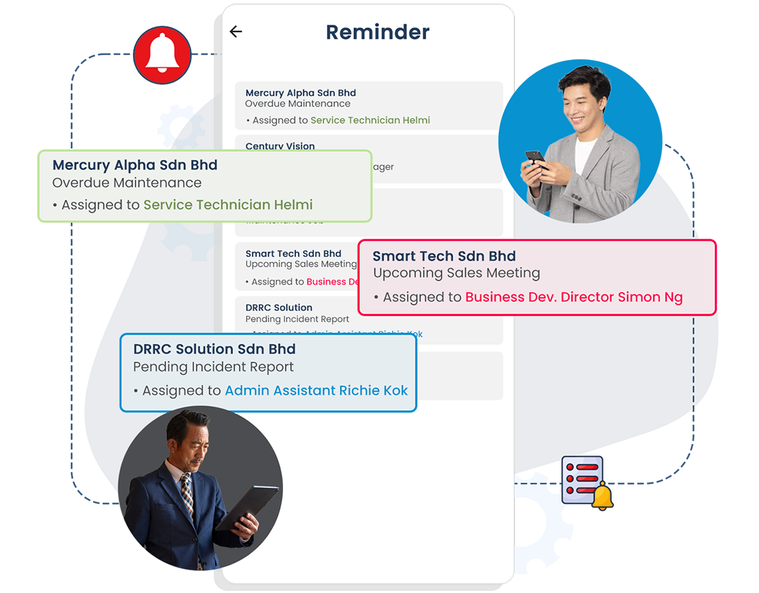 An illustration showing how streamlined workflows support efficient service delivery across the entire organisation. The visual features a clean, modern interface connecting job assignments, digital forms, checklists, asset information, and technician updates in real time. Icons represent automated reminders, standard operating procedures, and consistent data capture that remove manual errors and confusion. It displays progress, compliance, and productivity metrics, enabling supervisors to monitor work effortlessly. The image highlights how smooth, standardised processes empower technicians, improve coordination between teams, and ensure faster, more reliable service for customers. It represents Caction’s ability to simplify operations with clear, connected, and guided workflows.