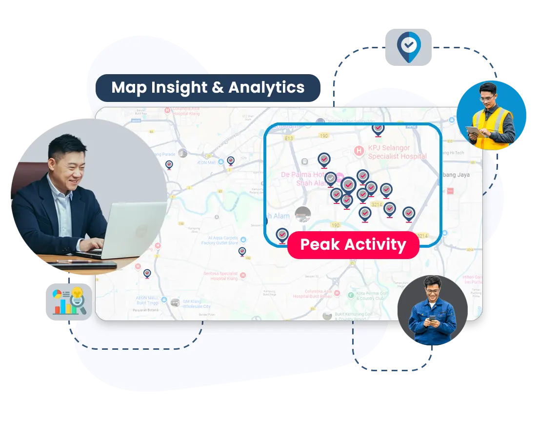 An illustration representing a powerful system designed to handle complex business data across multiple teams and processes. The visual includes field activities all flowing into a unified platform. Lines and nodes show how fragmented information from different departments is consolidated, cleaned, and organised for meaningful analysis. The image suggests scalability, reliability, and the ability to manage large volumes of operational data without confusion. It conveys how Caction transforms complicated datasets into clear insights, enabling companies to make faster decisions, improve performance, and run operations confidently across many sites and business units.