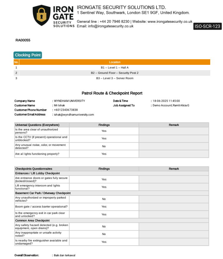 Patrol Route Checkpoint