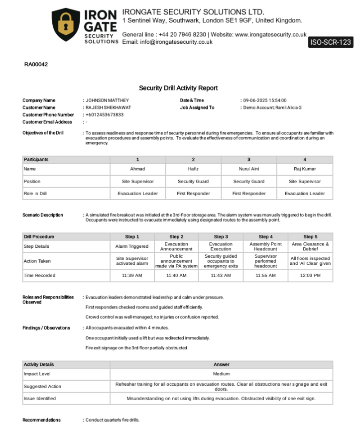 Security Drill Activity